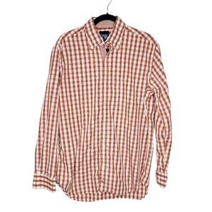 TailorByrd Orange gingham Button Down Long Sleeve Men’s Casual Shirt Size L